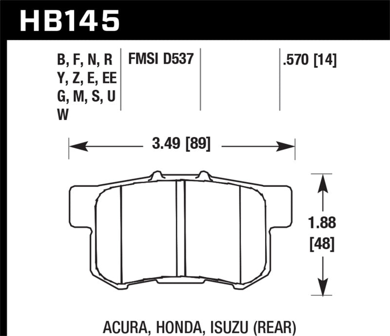 Hawk Performance DTC 30 Rear Racing Brake Pads | Multiple Fitments (HB602W.545) main image 0