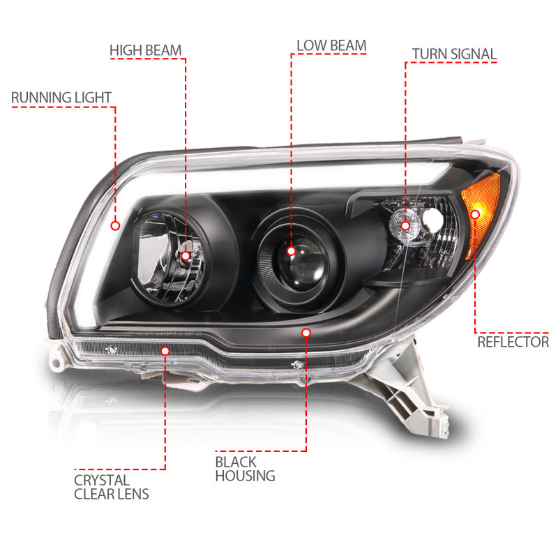 Load image into Gallery viewer, ANZO 06-09 Toyota 4 Runner Projector Headlights Plank Style - Black
