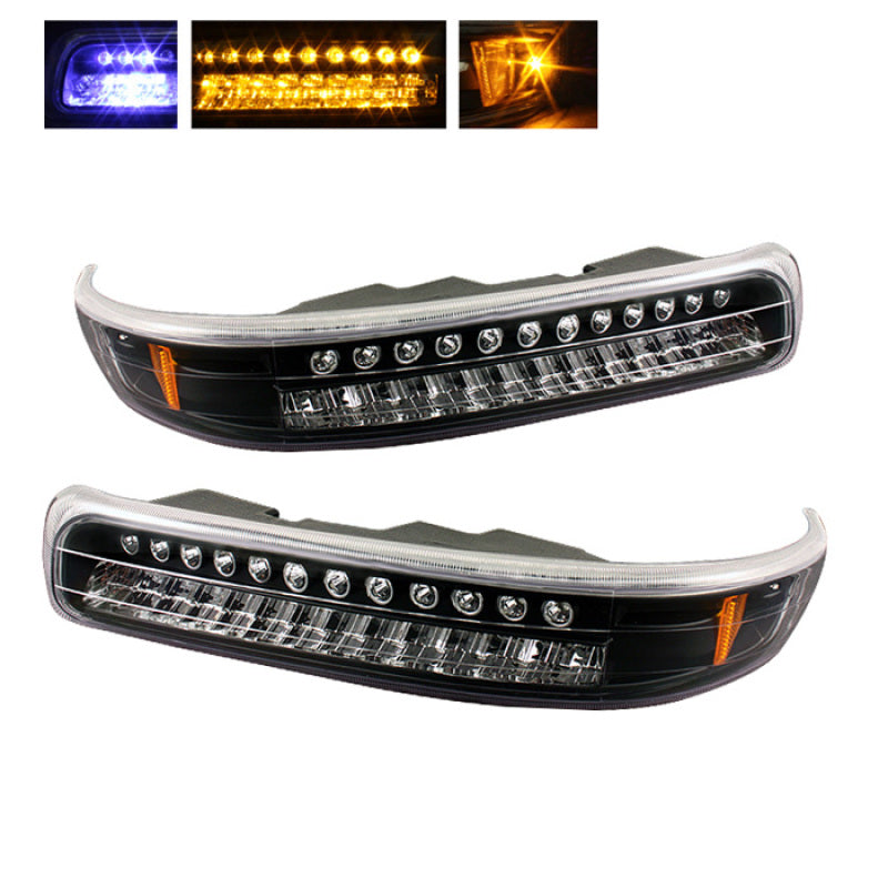 Load image into Gallery viewer, Xtune Chevy Silverado 99-02 LED Amber Bumper Lights Black CBL-CS99-LED-BK
