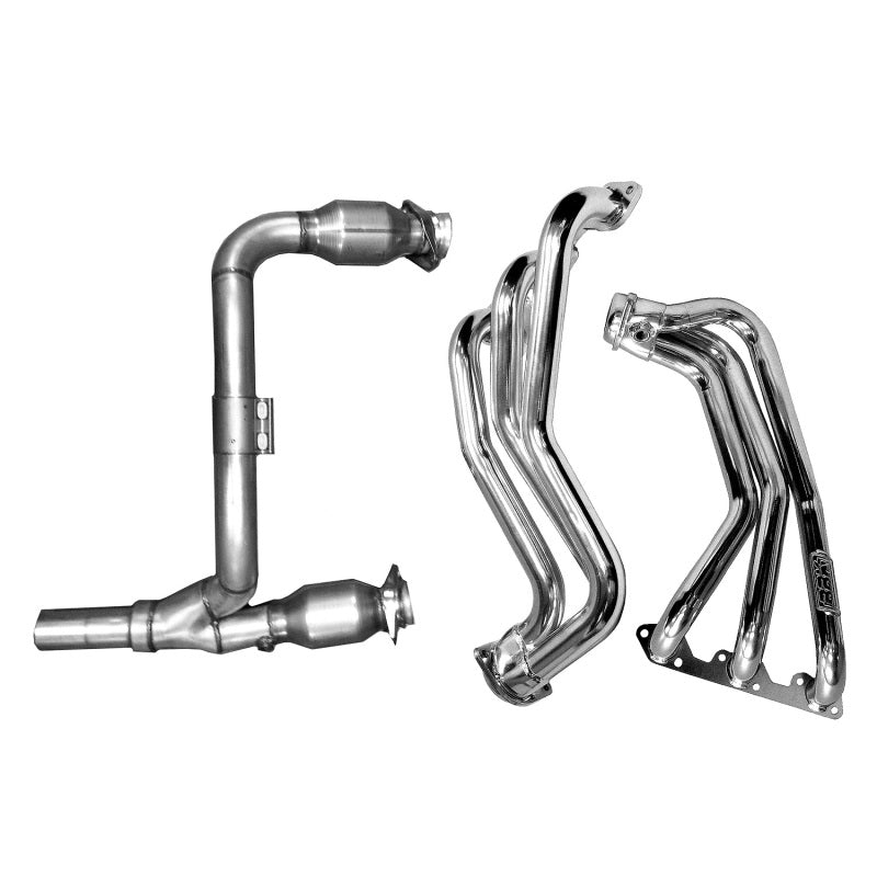 Load image into Gallery viewer, BBK 07-11 Jeep 3.8 V6 Long Tube Exhaust Headers And Y Pipe And Converters - 1-5/8 Silver Ceramic

