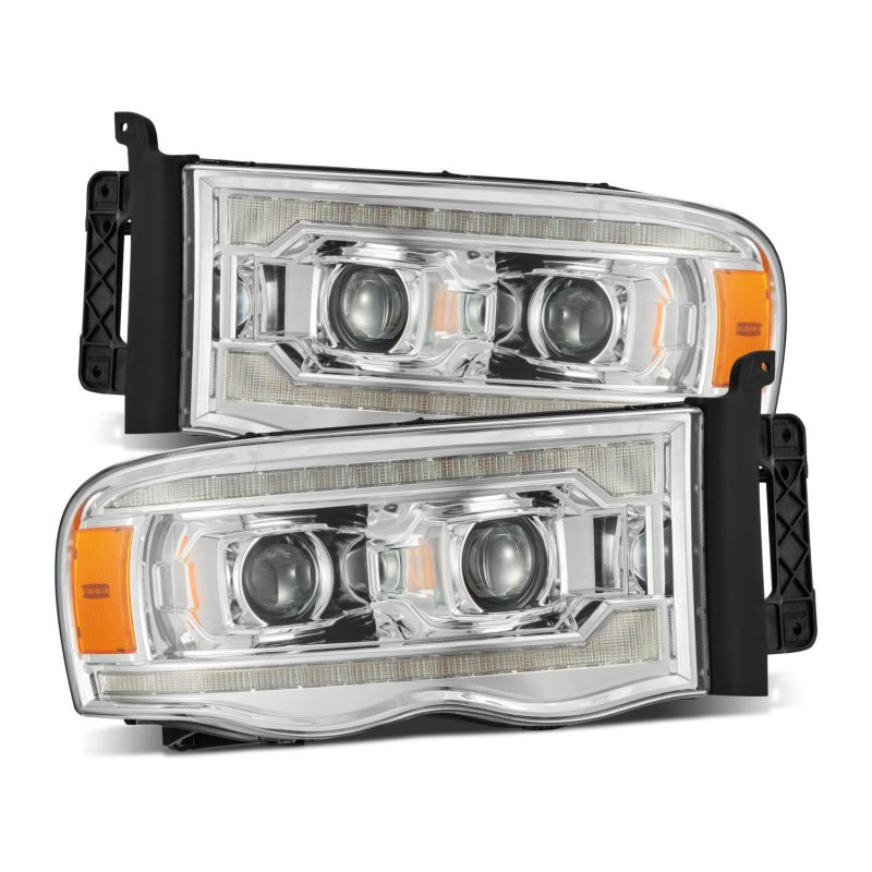 Load image into Gallery viewer, AlphaRex 02-05 Dodge Ram 1500 LUXX LED Proj Headlights Plank Style Chrome w/Activ Light/Seq Signal

