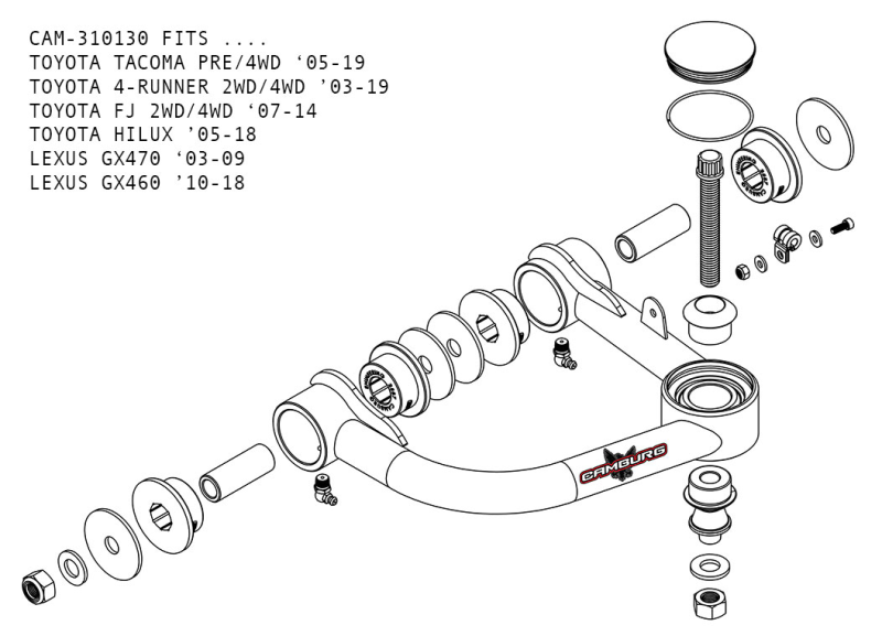 Load image into Gallery viewer, Camburg Toyota Tacoma Pre/4WD 05-23 / 4-Runner 03-23 / FJ 07-14 1.25in Uniball Upper Arms w/ covers
