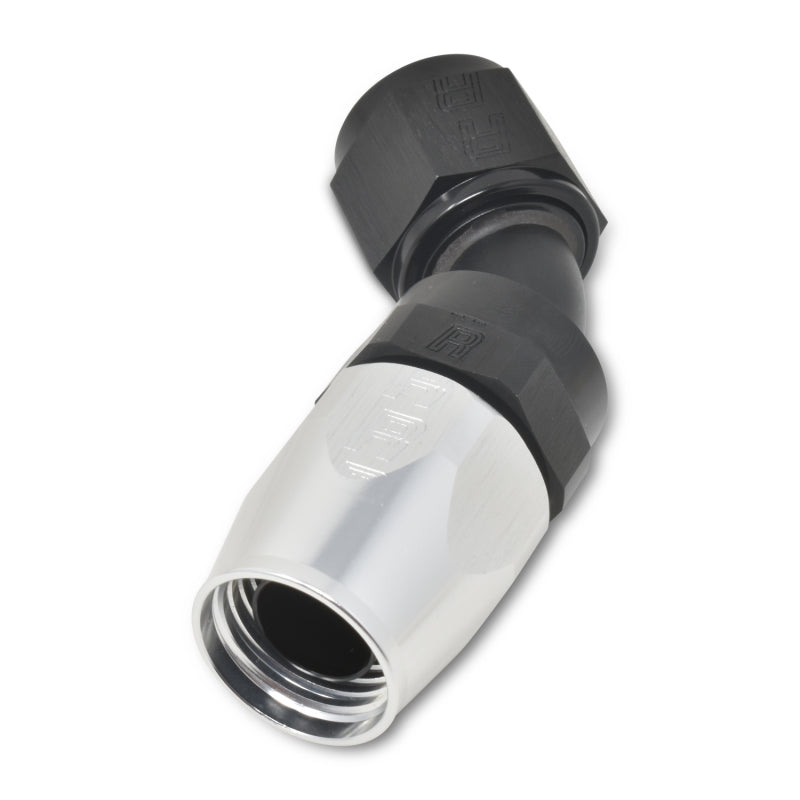 Load image into Gallery viewer, Russell Performance -6 AN Black/Silver 45 Degree Full Flow Hose End
