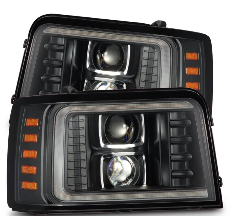 Load image into Gallery viewer, AlphaRex 92-96 Ford F-Series/Bronco LUXX-Series Proj Headlights Blk w/Actv Light SeqSig &amp; SBDRL

