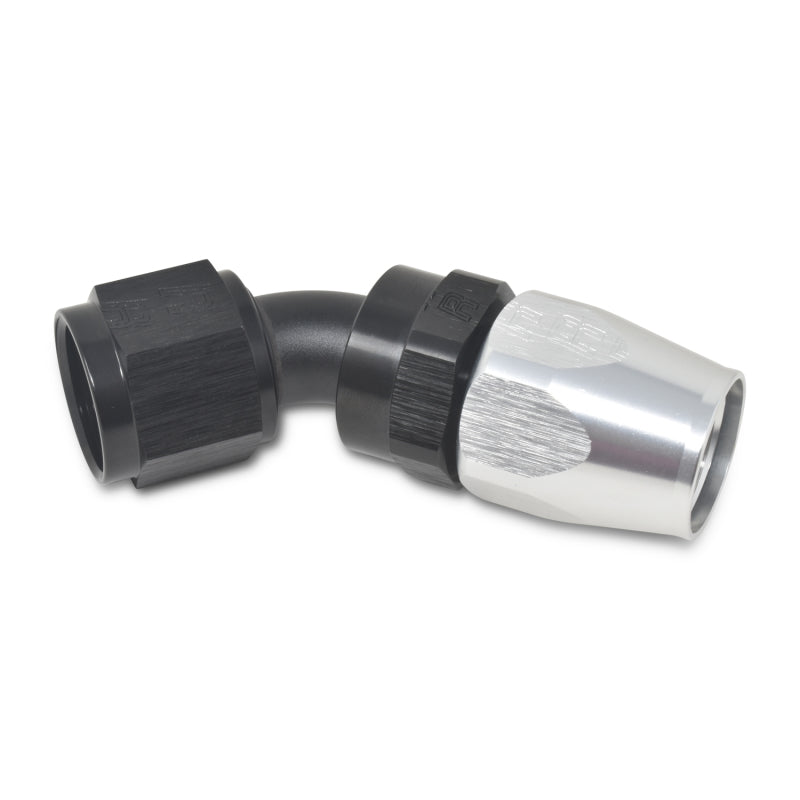 Load image into Gallery viewer, Russell Performance -6 AN Black/Silver 45 Degree Full Flow Hose End
