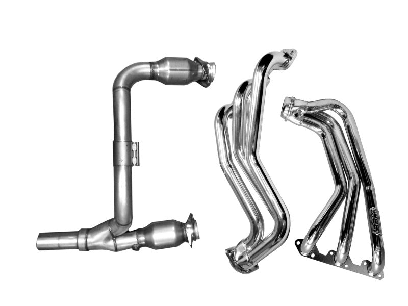 Load image into Gallery viewer, BBK 07-11 Jeep 3.8 V6 Long Tube Exhaust Headers And Y Pipe And Converters - 1-5/8 Silver Ceramic
