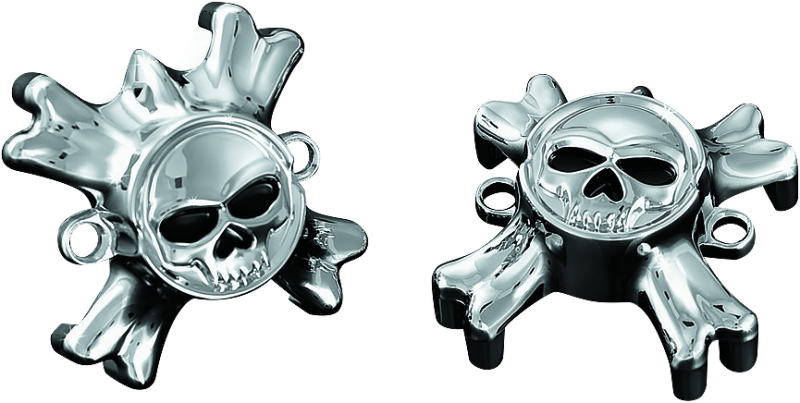 Load image into Gallery viewer, Kuryakyn Replacement Zombie Grip Emblems With Throttle Boss Chrome

