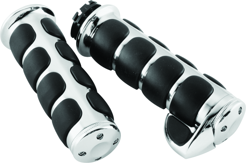 Load image into Gallery viewer, Kuryakyn Premium ISO Grips With Throttle Boss Dual Cable Chrome
