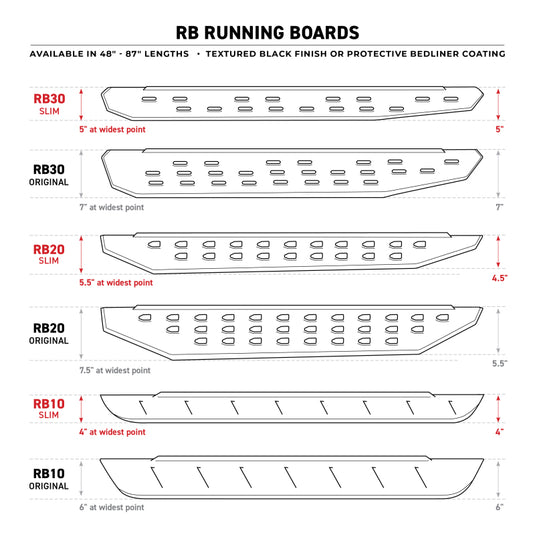 Go Rhino RB10 Slim Running Boards - Universal 80in. - Tex. Blk