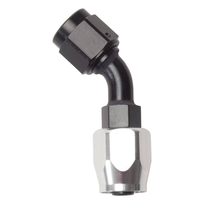 Load image into Gallery viewer, Russell Performance -6 AN Black/Silver 45 Degree Full Flow Hose End
