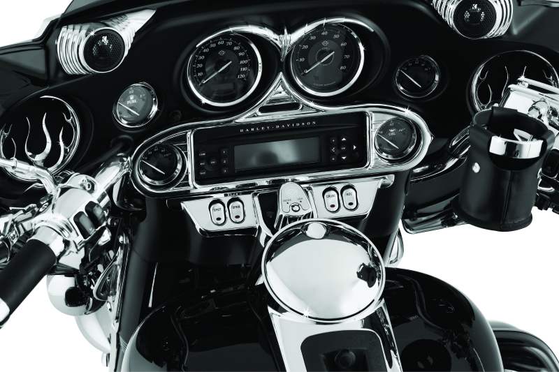 Load image into Gallery viewer, Kuryakyn Stereo Accent 96-13 FL Touring Models Chrome
