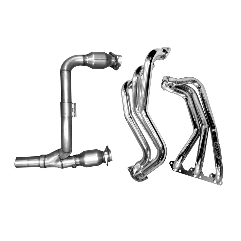 Load image into Gallery viewer, BBK 07-11 Jeep 3.8 V6 Long Tube Exhaust Headers And Y Pipe And Converters - 1-5/8 Silver Ceramic
