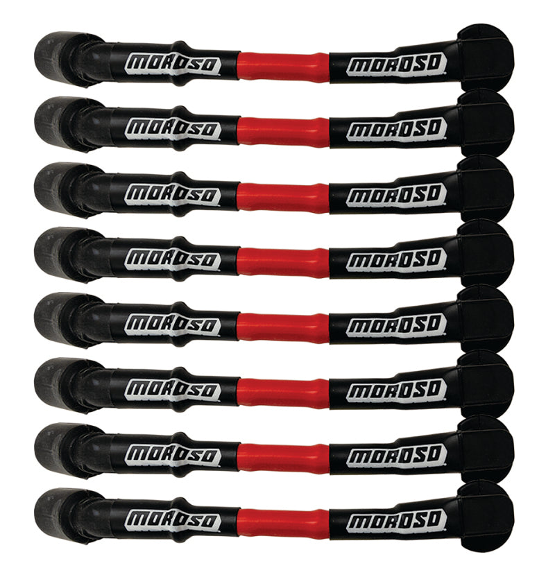 Load image into Gallery viewer, Moroso 9.75in Long Coil On Plug Sleeved Ultra Spark Plug Wire Set - Red
