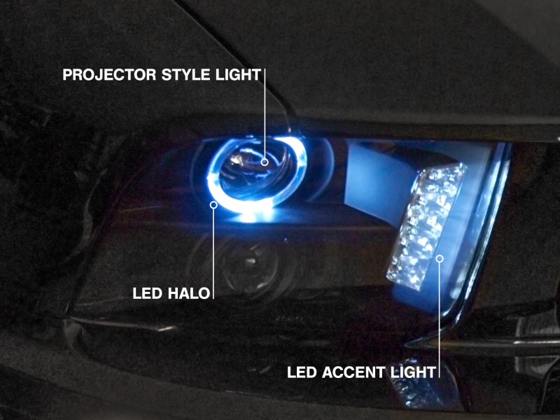 Load image into Gallery viewer, Raxiom 05-09 Ford Mustang w/ Halogen LED Halo Prjctr Headlights-Blk Hsng(Smoked Lens Exclude GT500)
