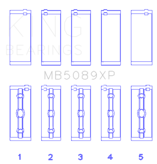 King Toyota 1RZ / 2RZ / 3RZ Crankshaft Main Bearing Set (Set of 5)