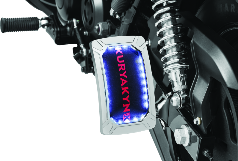 Load image into Gallery viewer, Kuryakyn Nova Curved Vertical Mount Side License Plate Holder Chrome
