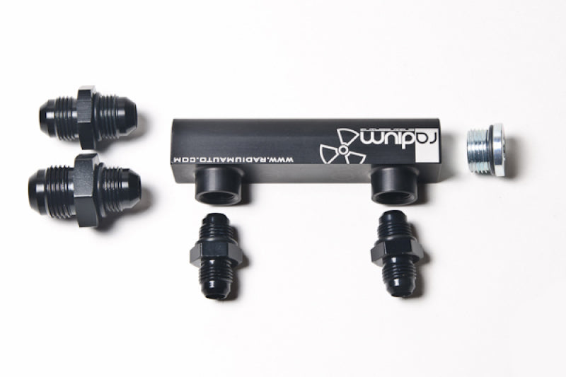 Load image into Gallery viewer, Radium Engineering Universal 4-Port Manifold - Black W/ Logo
