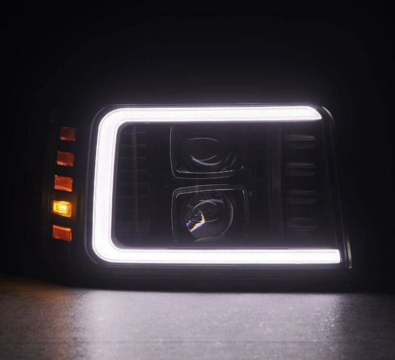 Load image into Gallery viewer, AlphaRex 92-96 Ford F-Series/Bronco LUXX-Series Proj Headlights Blk w/Actv Light SeqSig &amp; SBDRL
