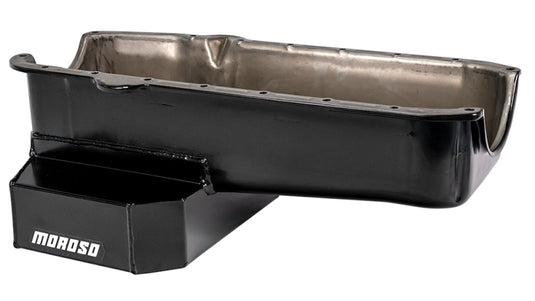 Moroso Pre-80 Chevrolet SBC (w/Driver Side Dipstick) Wet Sump 7qt 7.5in Steel Oil Pan - Black