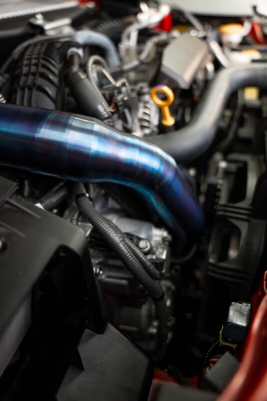 Load image into Gallery viewer, Torque Solution 2022+ Subaru WRX / 19-23 Subaru Ascent Titanium Top Mount Charge Pipe - Burnt Blue
