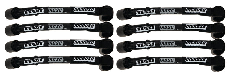 Load image into Gallery viewer, Moroso GM LS 9.75in Long Coil On Plug 90 Deg Sleeved Ultra Spark Plug Wire Set - Black

