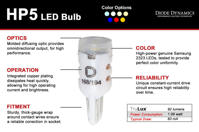 Load image into Gallery viewer, Diode Dynamics 194 LED Bulb HP5 LED - Cool - White (Pair)

