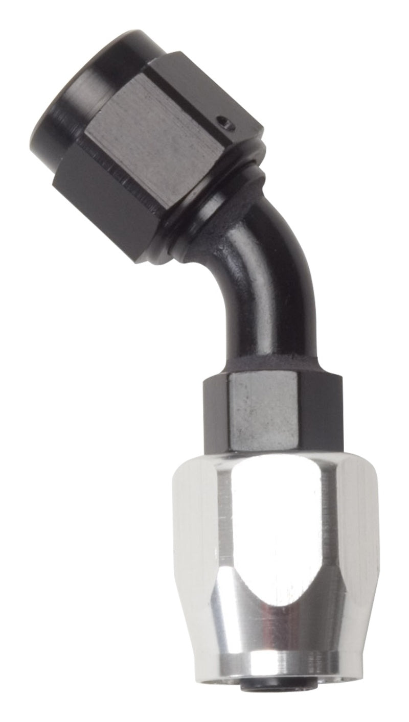 Load image into Gallery viewer, Russell Performance -6 AN Black/Silver 45 Degree Full Flow Hose End
