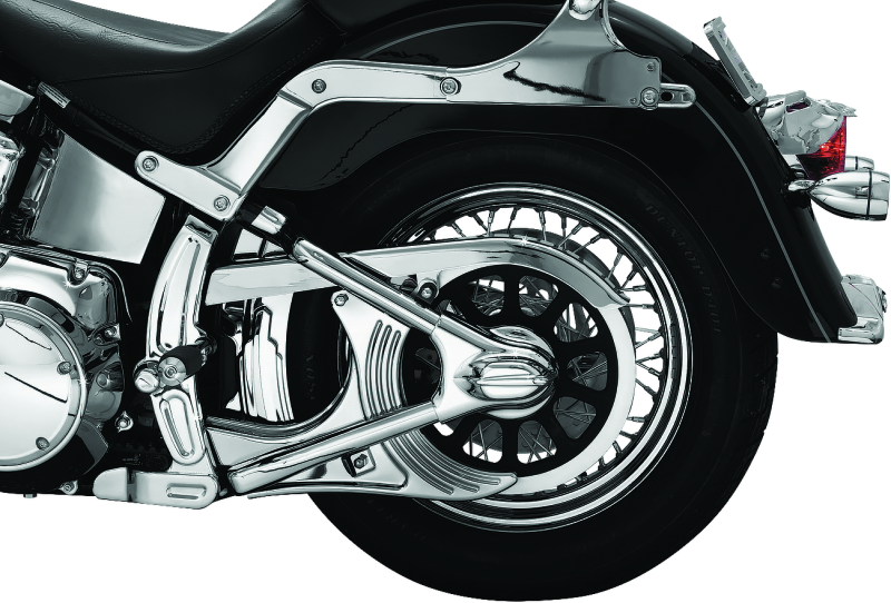 Load image into Gallery viewer, Kuryakyn Boomerang Frame Covers 08-17 Softails Chrome
