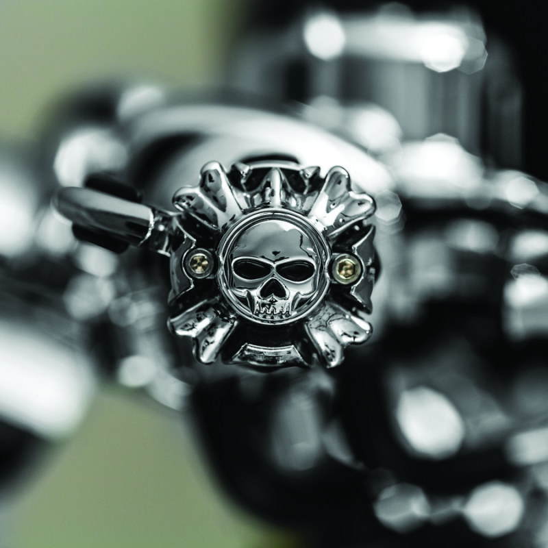Load image into Gallery viewer, Kuryakyn Replacement Zombie Grip Emblems With Throttle Boss Chrome
