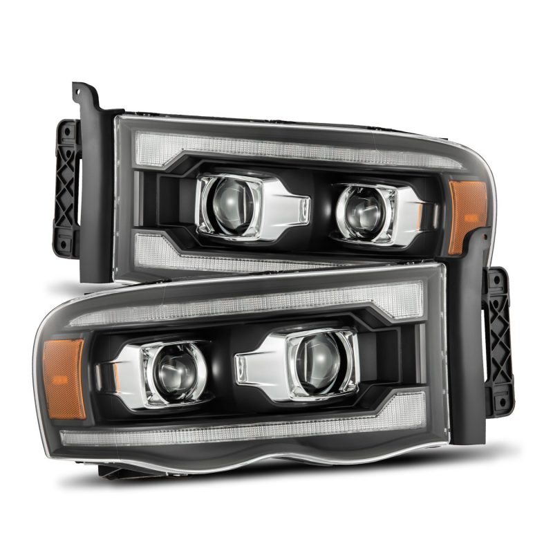 Load image into Gallery viewer, AlphaRex 02-05 Dodge Ram 1500 LUXX LED Proj Headlights Plank Style Black w/Activ Light/Seq Signal
