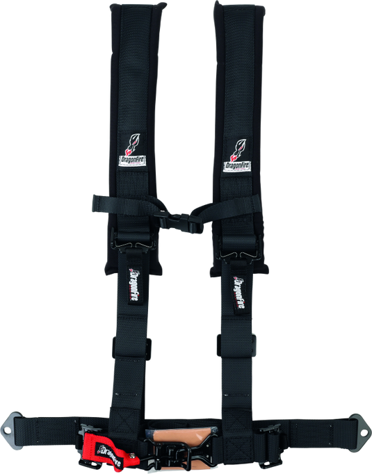 DragonFire Racing Harness- H-Style- 4-Point- 2in Buckle- Black