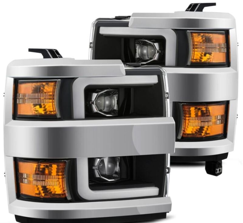Load image into Gallery viewer, AlphaRex 15-19 Chevy Silverado 2500/3500 LUXX-Series Proj. Headlights Blk w/Actv SeqSig &amp; SBDRL
