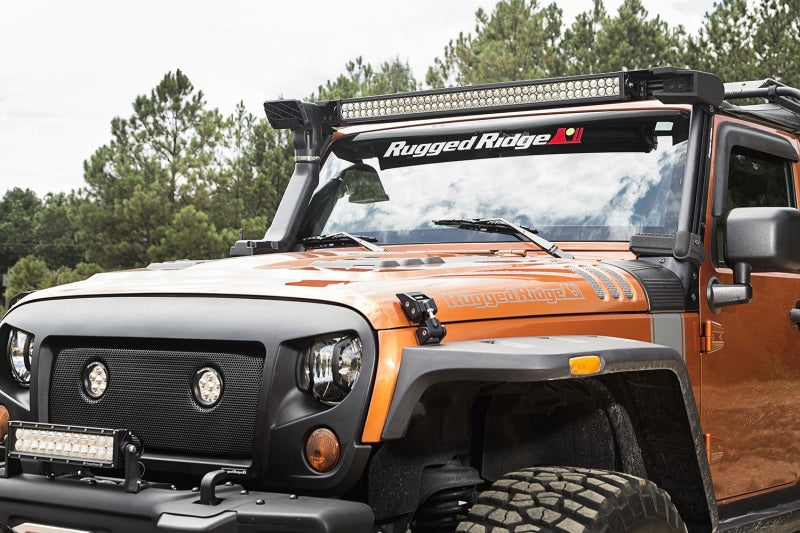 Load image into Gallery viewer, Rugged Ridge 07-18 Jeep Wrangler JK Elite Fast Track Windshield Light Bar Mount w/ Crossbar
