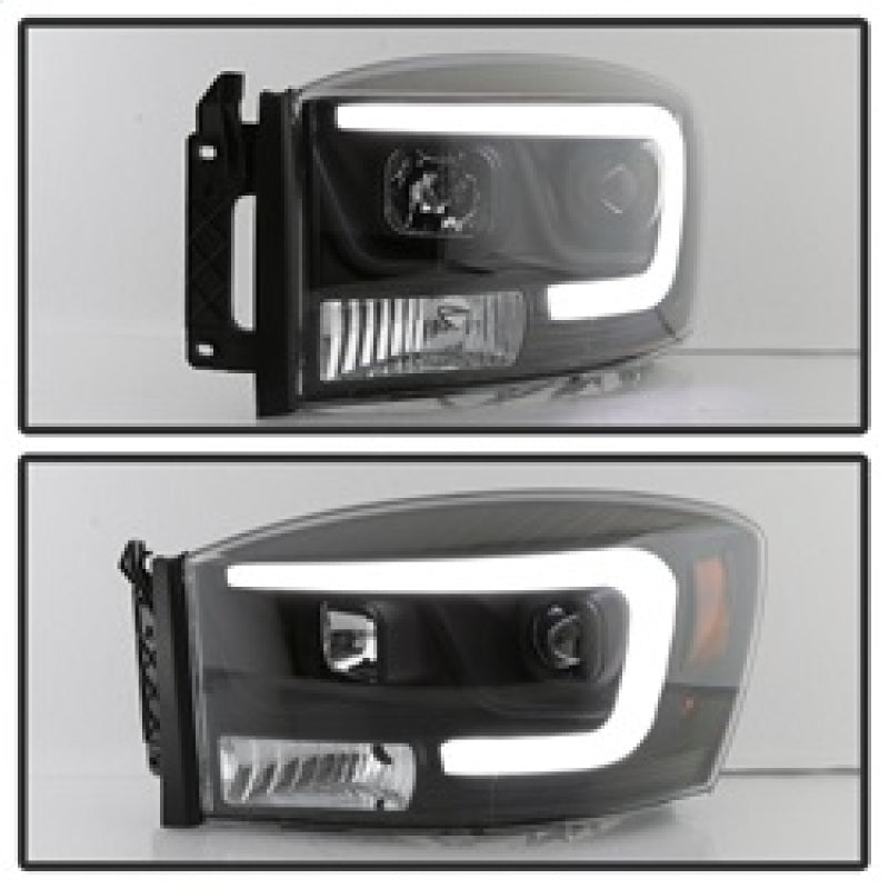 Load image into Gallery viewer, Spyder Dodge Ram 1500 06-08 V2 Projector Headlights - Light Bar DRL - Black (PRO-YD-DR06V2-LB-BK)

