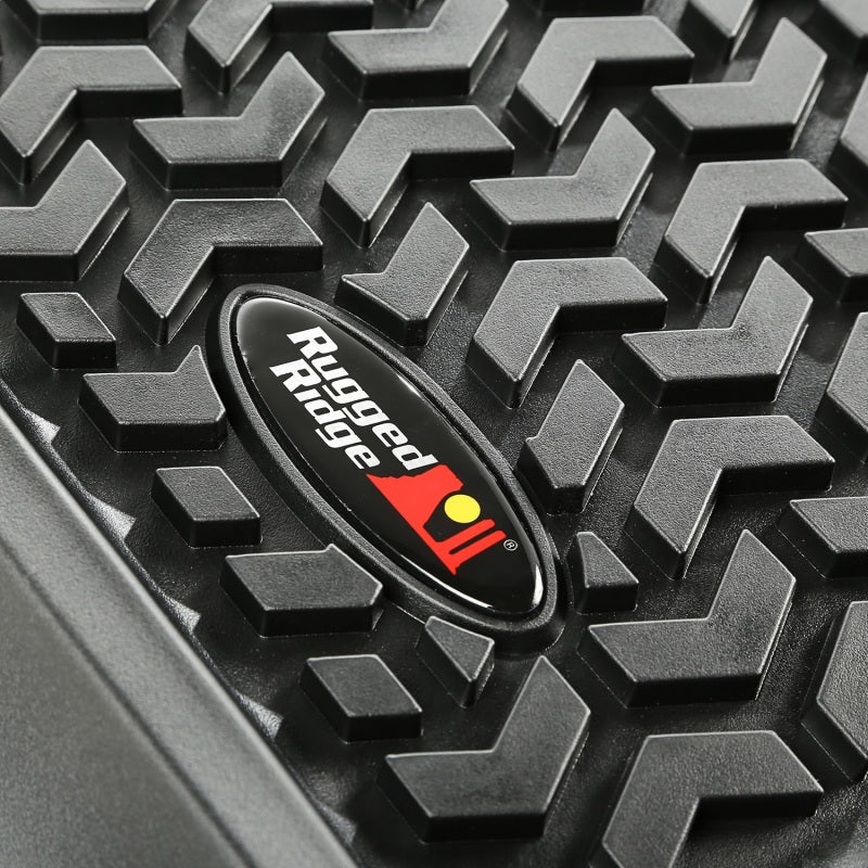 Load image into Gallery viewer, Rugged Ridge Floor Liner Front/Rear Black 2007-2018 Jeep Wrangler JK 4 Dr
