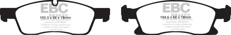 Load image into Gallery viewer, EBC 11+ Dodge Durango 3.6 Greenstuff Front Brake Pads
