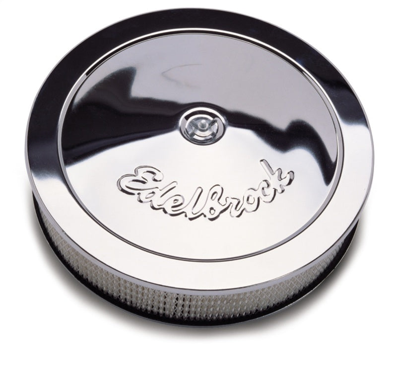 Load image into Gallery viewer, Edelbrock Air Cleaner Pro-Flo Series Round Steel Top Paper Element 14In Dia X 3 313In Chrome
