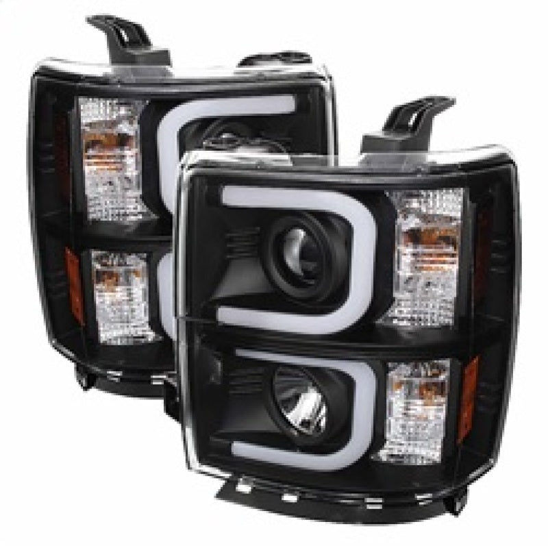 Load image into Gallery viewer, Spyder Chevy Silverado 1500 14-16 Projector Headlights Light Bar DRL Blk PRO-YD-CS14-LBDRL-BK
