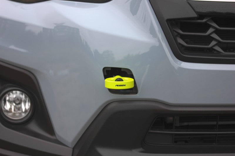 Load image into Gallery viewer, Perrin 2022 Subaru WRX / 18-21 Crosstrek / 14-21 Forester Tow Hook Kit (Front) - Neon Yellow
