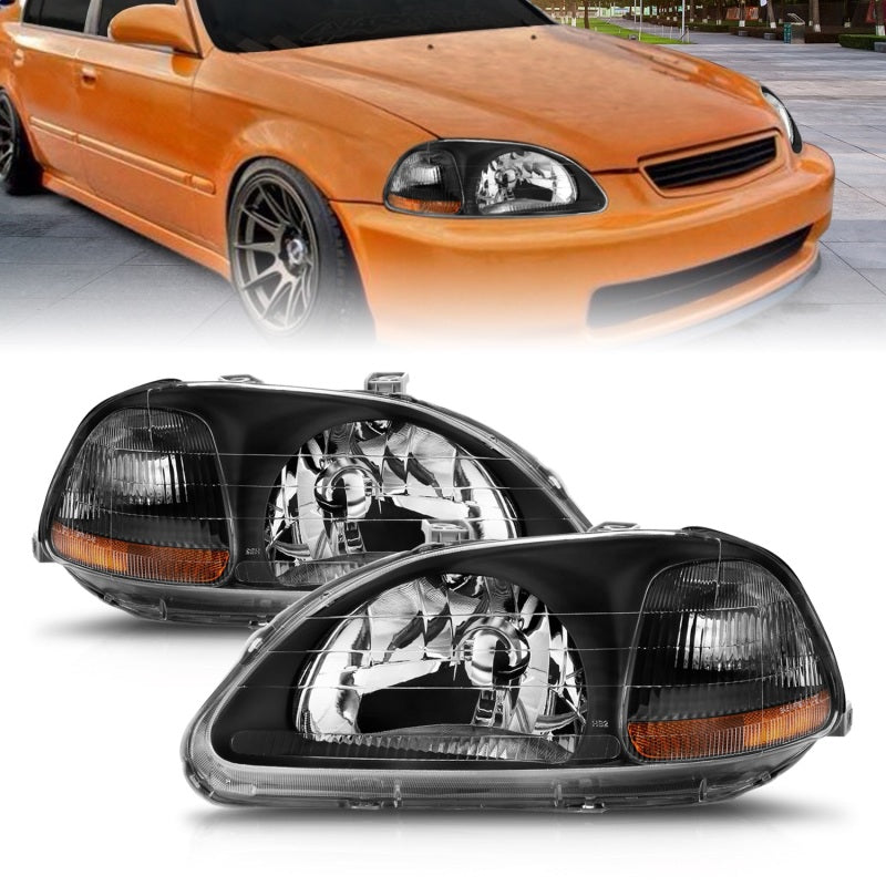 Load image into Gallery viewer, ANZO 1996-1998 Honda Civic Crystal Headlights Black
