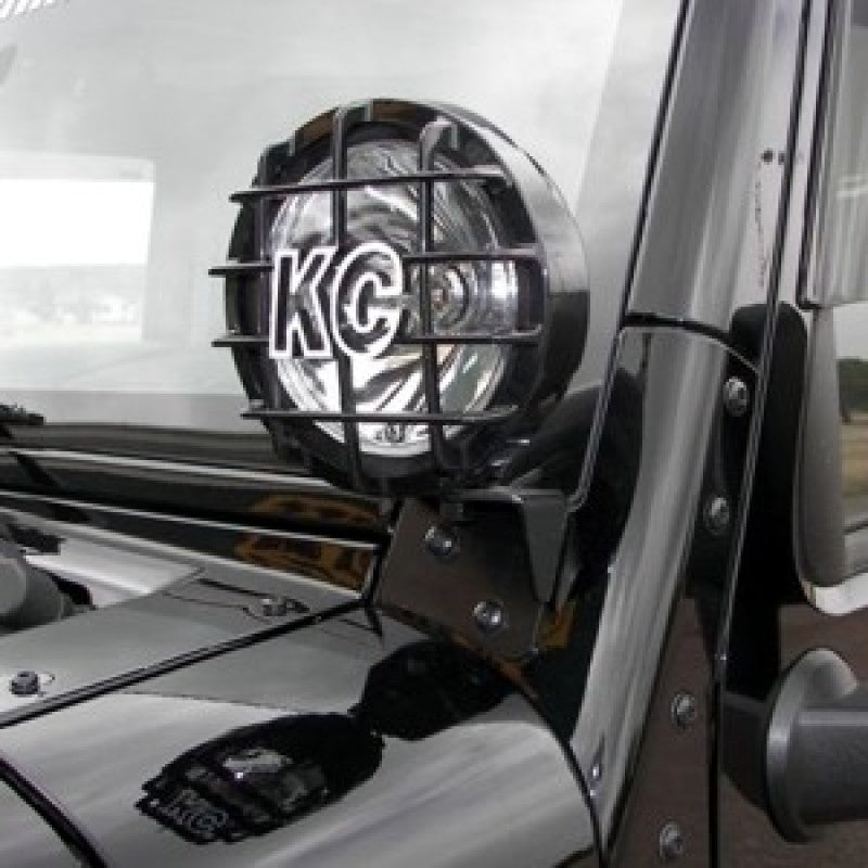 Load image into Gallery viewer, KC HiLiTES 07-18 Jeep JK A-Pillar Windshield Light Mount Bracket Set (Pair) - Black
