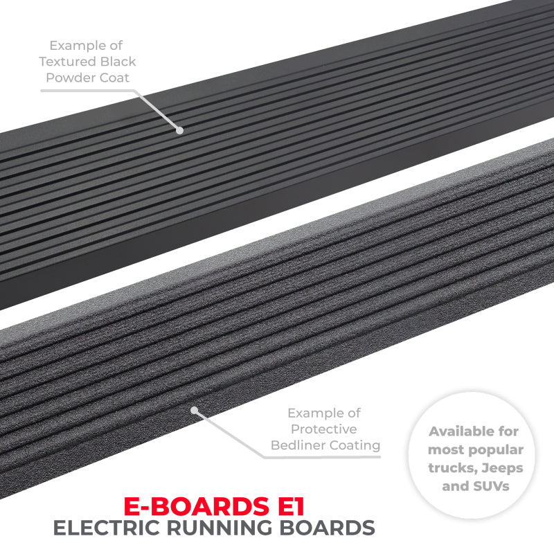 Load image into Gallery viewer, Go Rhino 11-22 Ram 2500/3500 CC 4dr E-BOARD E1 Electric Running Board Kit (No Drill) - Tex. Blk
