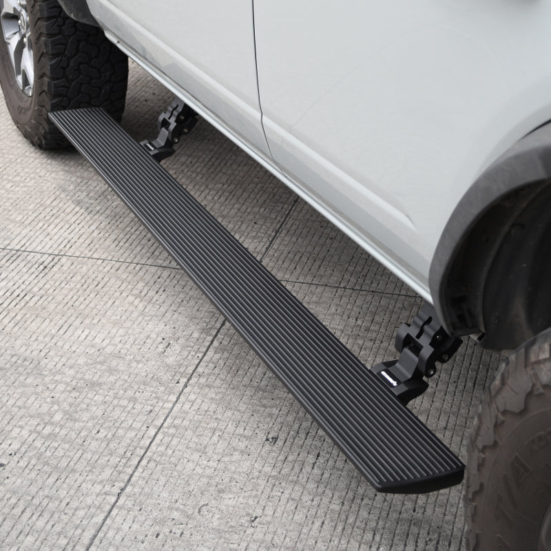 Load image into Gallery viewer, Go Rhino 21-23 Ford Bronco 4dr E-BOARD E1 Electric Running Board Kit (No Drill) - Tex. Blk
