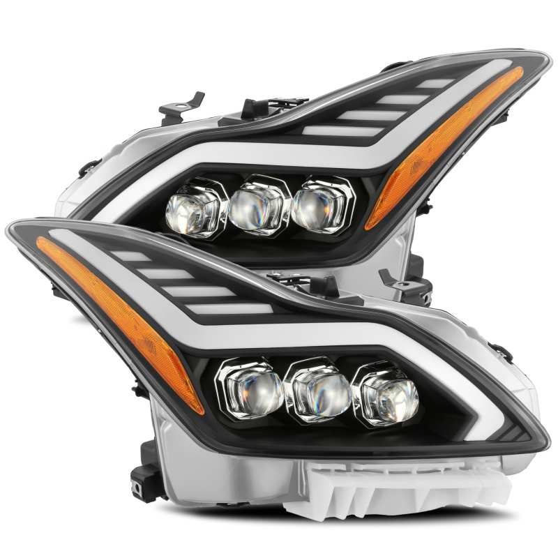 Load image into Gallery viewer, AlphaRex 08-13 Infiniti G37 Coupe SD NOVA LED Proj Headlights Plank Gloss Blk w/Activ Light/Seq Sig
