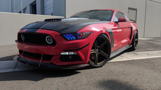 Oracle 15-17 Ford Mustang Dynamic RGB+A Pre-Assembled Headlights - Black Edition - ColorSHIFT