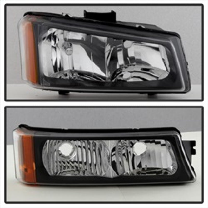 Load image into Gallery viewer, Xtune Chevy Silverado 2500HD 03-06 Crystal Headlights w/ Bumper Lights Black HD-JH-CSIL03-AM-BK-SET
