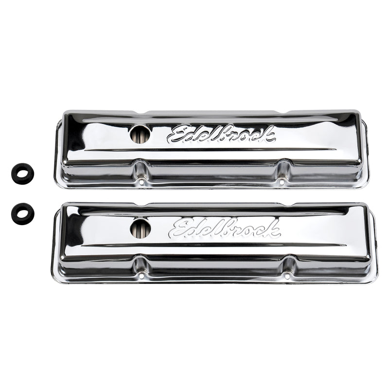 Load image into Gallery viewer, Edelbrock Valve Cover Signature Series Chevrolet 1959-1986 262-400 CI V8 Low Chrome
