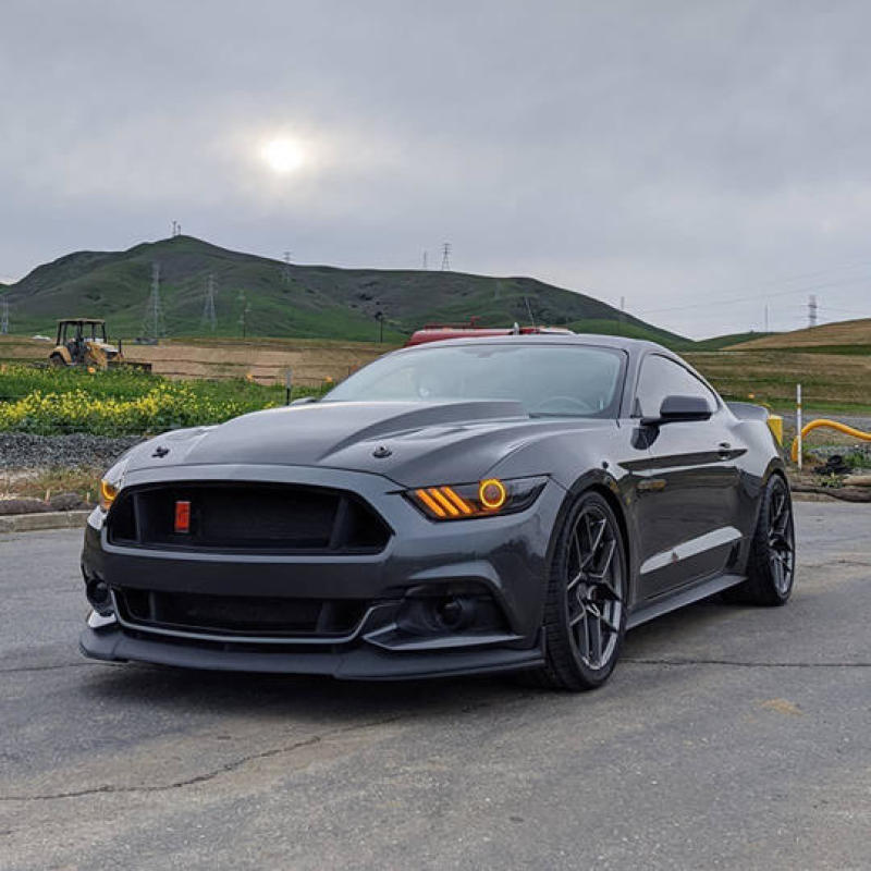 Load image into Gallery viewer, Oracle 15-17 Ford Mustang Dynamic RGB+A Pre-Assembled Headlights - Black Edition - ColorSHIFT
