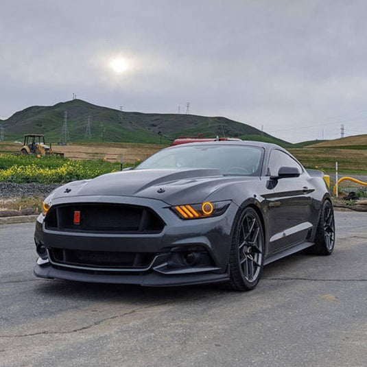 Oracle 15-17 Ford Mustang Dynamic RGB+A Pre-Assembled Headlights - Black Edition - ColorSHIFT