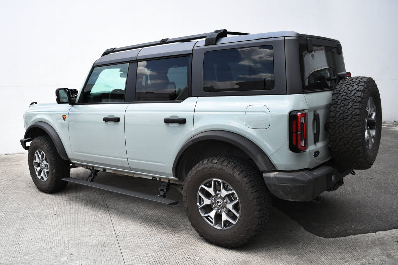 Load image into Gallery viewer, Go Rhino 21-23 Ford Bronco 4dr E-BOARD E1 Electric Running Board Kit (No Drill) - Tex. Blk
